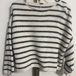 FREE PEOPLE Cropped Sweater in Black and White stripes, size XXS